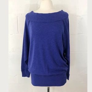 Free People Wide Neck Sweater Blue Oversized